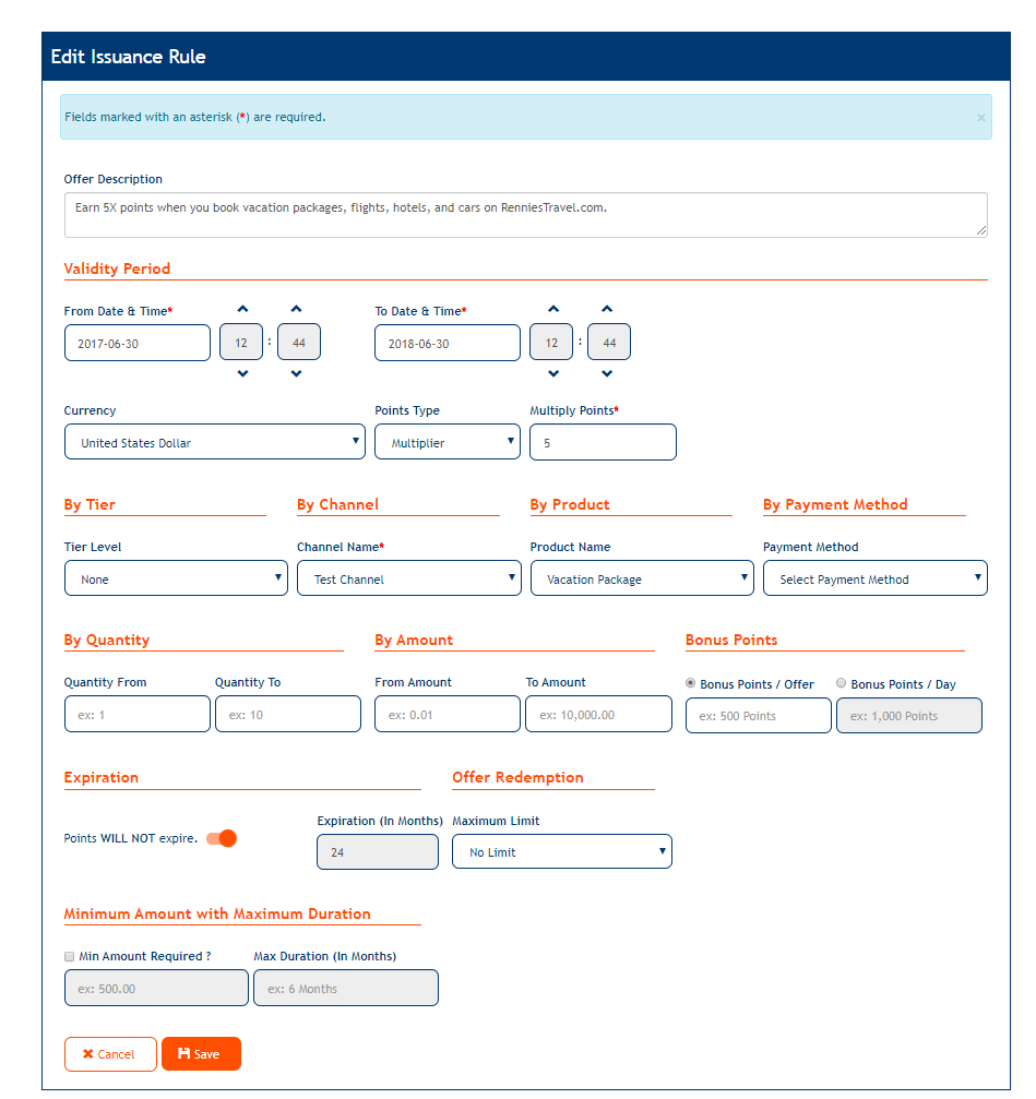 Edit Issuance Rule - VELA Admin Guide
